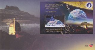 South Africa - 62nd Intl.  Astronautical Congress 2011 - Fdc 8.  25 And Mini Sheet - photo