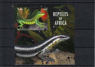 Ghana 2013 Reptiles Of Africa I 1v S/s Lizards Yellow Throated Day Gecko photo