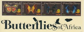 Tanzania 2011 Butterflies Of Africa 4v Sheetlet Fig Eater Blue Charaxes photo