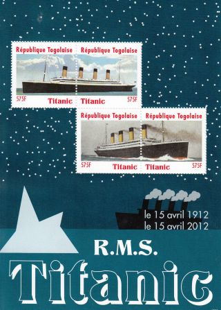 Togo 2012 Titanic 4v Sheet Rms Le 15 Avril 1912 100 Year Anniversary Ships photo