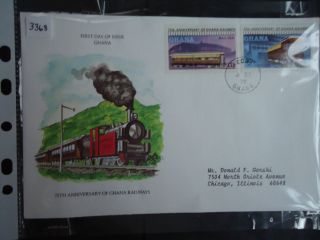 Ghana 1978 First Day Cover Railroads (11p+39p) photo