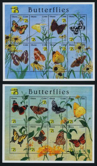 Ghana 2098 - 9 Butterflies,  Flowers photo