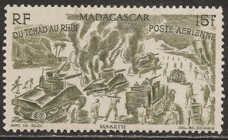 1946 Madagascar,  Malagasy: Scott C47 - Air Mail (15fr - Chad To Rhine) - photo