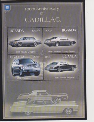 Uganda 100 Years Of The Cadillac Sheet Of 4 & S/s Scott 1817 & 1819 photo