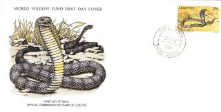 World Wildlife Fund First Day Cover - Lesotho - Ringhals - Cobra - Issue No 120 photo