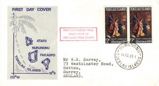 Zealand 1969 Christmas Stamp Pair First Day Cover Ref:cw387 photo