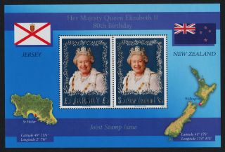Zealand 2068b Queen Elizabeth 80th Birthday,  Flag,  Map photo