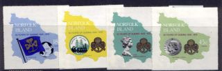 Norfolk Island 225 - 8 Girl Guides,  Flag,  Map,  Crest,  Lady Olive Baden - Powell photo