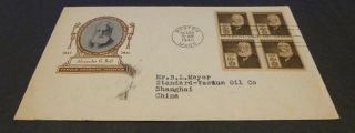 893 Alexander Graham Bell Block Of 4 Fdc Boston To Shanghai China 1940 photo