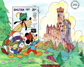(70029) Disney Bhutan Minisheet - Overprint Ipe Chicago - A Tramp Abroad - photo