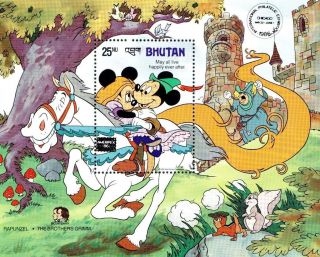 (70028) Disney Bhutan Minisheet - Overprint Ipe Chicago - Brothers Grimm - photo