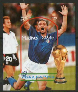 Maldives 1990 Italy Football World Cup Imperforate Miniature Sheet photo