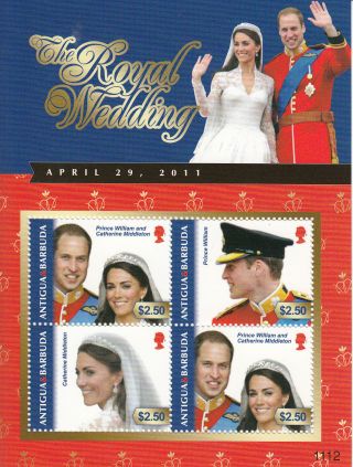 Antigua & Barbuda 2011 Royal Wedding 4v Sh I Prince William Kate Middleton photo