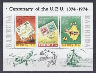 Barbuda Transport 1974 100 Year Upu Mi.  Bl10 Og Vf (a816). photo
