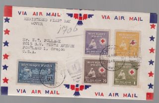 1945 Port Au Prince Haiti Airmail First Day Cover To Usa Red Cross photo