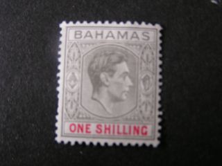 Bahamas,  Scott 110,  1/ - Value Black & Bright Red,  1938 - 46 Kgv1 Issue Mvlh photo