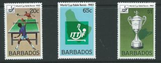 Barbados Sg734/6 1983 Table Tennis photo