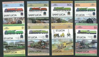 St.  Lucia Sg651/66 1983 Leaders Of The World Railway photo