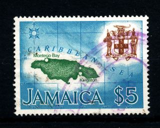 B283 Jamaica 1979 Sg477 $5 Arms And Map Of Jamaica photo