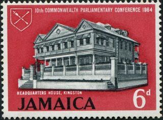Jamaica 1964 6d Black And Carmine - Red Sg237 Cv £0.  30 Mh Postage photo