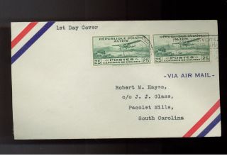 1930 Port Au Prince Haiti Airmail First Day Cover To Usa Pair C1 photo