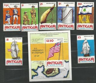9400 - Antigua 1976 Us Bicentennial With Souvenir Sheet Sc 423 - 30 Scv $9.  25 photo