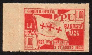 1933 Nicaragua - No.  O331 (a43) $1.  00 - Red - Hinged,  Gum photo