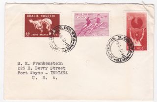 Brazil Coleta To Us 1957 Multifranked Cover With Sports Issues photo