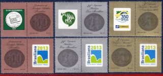 13 - 13v4 Brazil 2011 2012 2013 - Stamp On Stamp,  Bull ' S Eye,  Brasiliana, photo