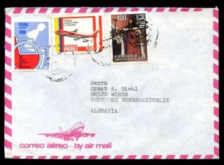 Peru 1980 ' S Air Mail Cover To Germany C6980 photo