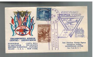 1943 El Salvador Taca Airlines First Flight Cover Ffc To Usa photo