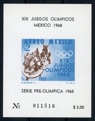 Mexico Souvenir Sheet Airmail S/s Air 1968 Olympics Sport photo