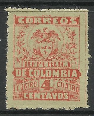 Colombia - 1000 Days War.  1902.  4c Red On Green,  Bogota Provisional.  Pin Perf.  Mh. photo