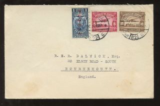 Ecuador 1930 Postal Fiscal + Airmail Franking To Bournemouth Gb photo