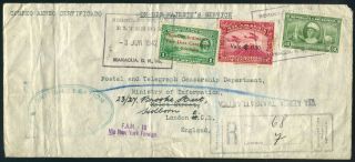 Nicaragua 1942 Wwii Ohms Northern Transatlantic Flight Cover To England Via Usa photo
