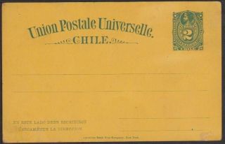 Chile 1884/87 2c Columbus Postal Stationery Card,  H&g 10,  G/f photo