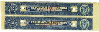 2 Republica De Colombia 2c C 1940 Fiscals W/ Specimen Ovpt Impuestos Consumo photo