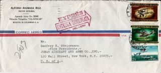 1967 Colombia Airmail Express Special Delivery Cover Bogota To Nyc Ny U.  S.  A. photo
