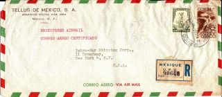 1947 Mexico Registered Airmail Cover Mexico City To York Ny U.  S.  A. photo