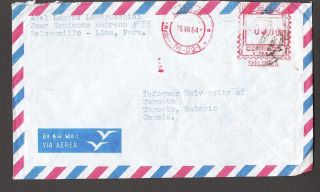 Lima Peru To University Of Toronto Canada 1964 Air Mail photo