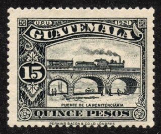 1924 Guatemala - No.  216 (a64) $15 Pesos - Black - Hinged,  Ogum photo