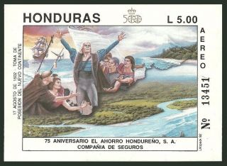 Honduras 1992 Savings Bank Ships Explorers Columbus Usa Discovery photo