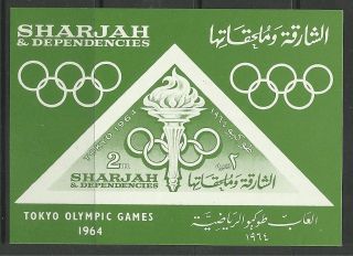 Sharjah.  1964.  Olympic Games,  Tokyo Miniature Sheet.  Sg: Ms 97a. . photo