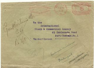 Germany 1920 Atm Meter Franked Cover Deutches Reich Berlin India Bombay photo