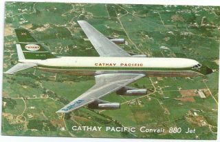 Cathay Pacific Hong Kong Airline Issue Cv880 Postcard Air Mail Thailand Usa 1965 photo