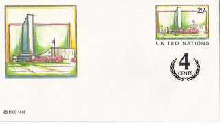 United Nations 1991 25c + 4c Pre Paid Envelope Small / York photo