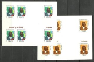 Suriname 2 Blocs X6 - World Leaders - Michel 3418 - Proof Reproduction photo