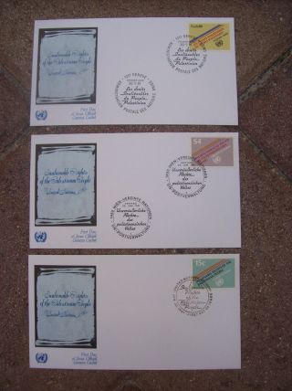 3 Fdc First Day Of Issue Geneva Cachet United Nations S4 Palestine Palestinian photo