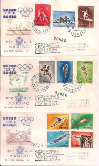 S.  Marino - 1964 Olympics Fdc - Vf 662 - 71 photo