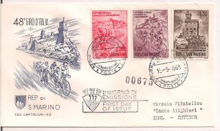 S.  Marino - 1965 Cycling Fdc - Vf 687 - 9 photo